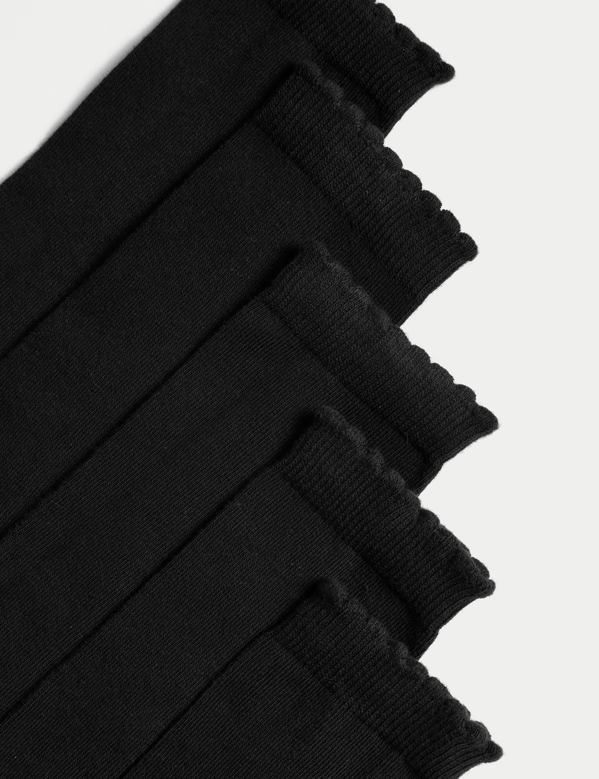 5 pack knee high socks with scalloped trim, imported from the UK