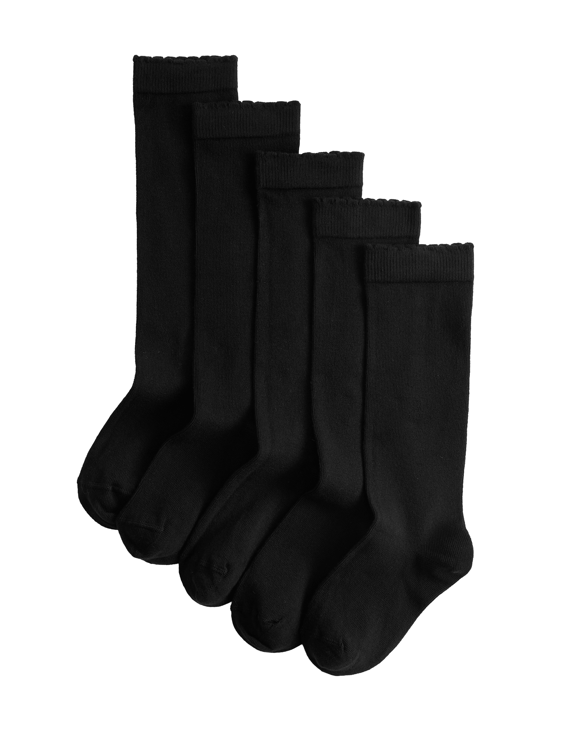 5 Pack Knee High Socks with Scallop Trim