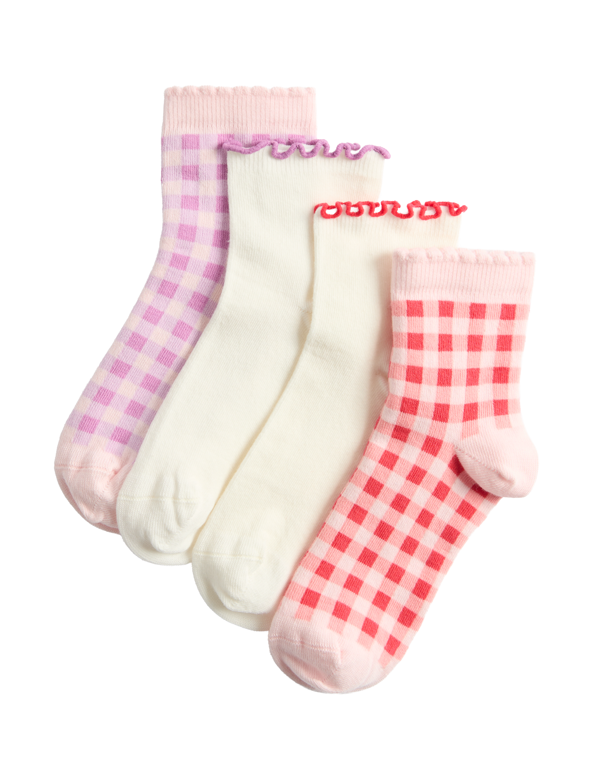 4 pack pastel and gingham socks for kids - British product