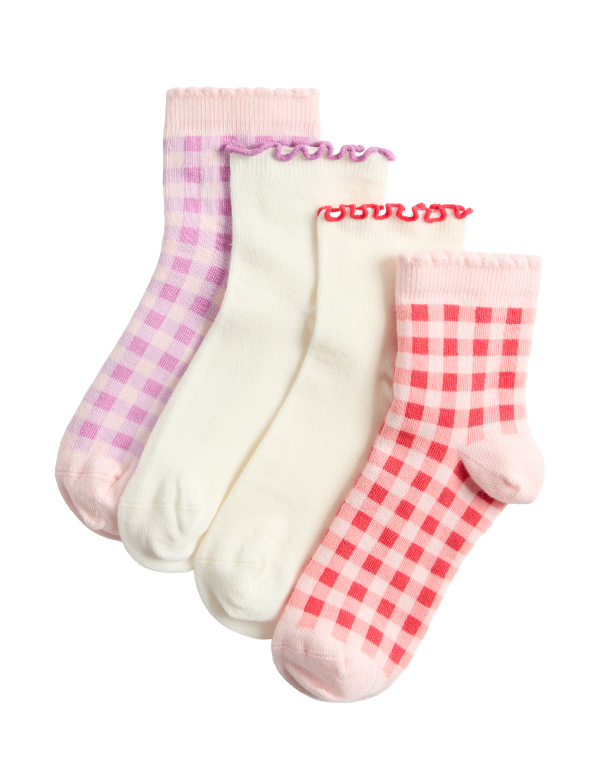 4 pack pastel and gingham socks for kids - British product