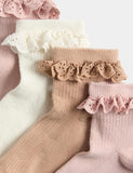 Cotton rich broderie frill socks 4 pack size 6-7 - British product