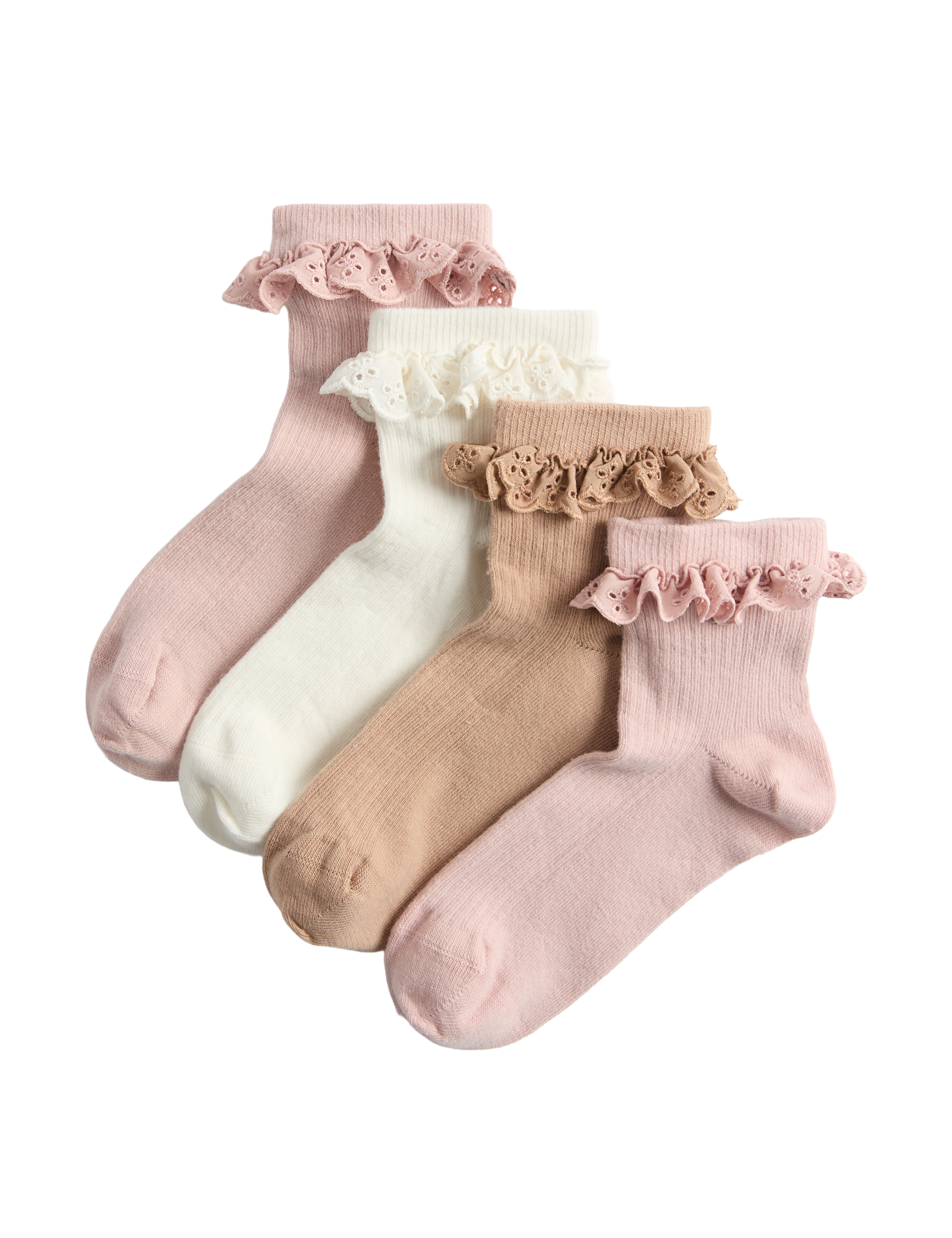 Cotton rich broderie frill socks 4 pack size 6-7 - British product