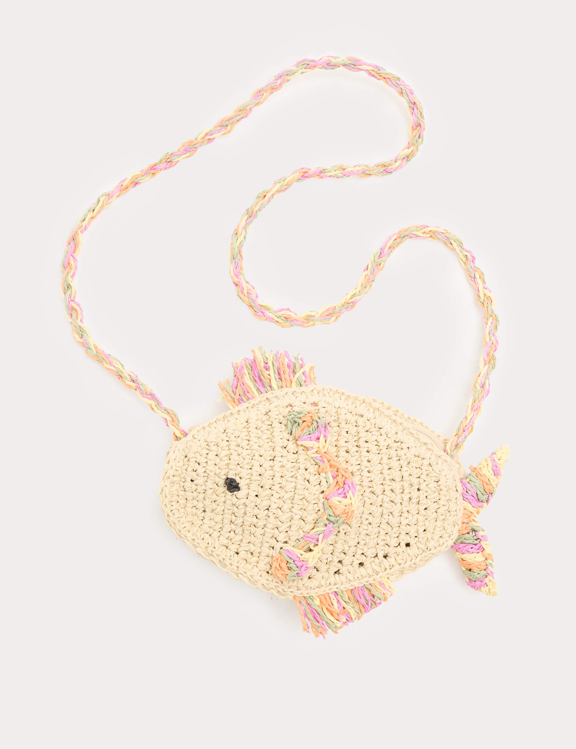 Kids raffia fish cross body bag - British product