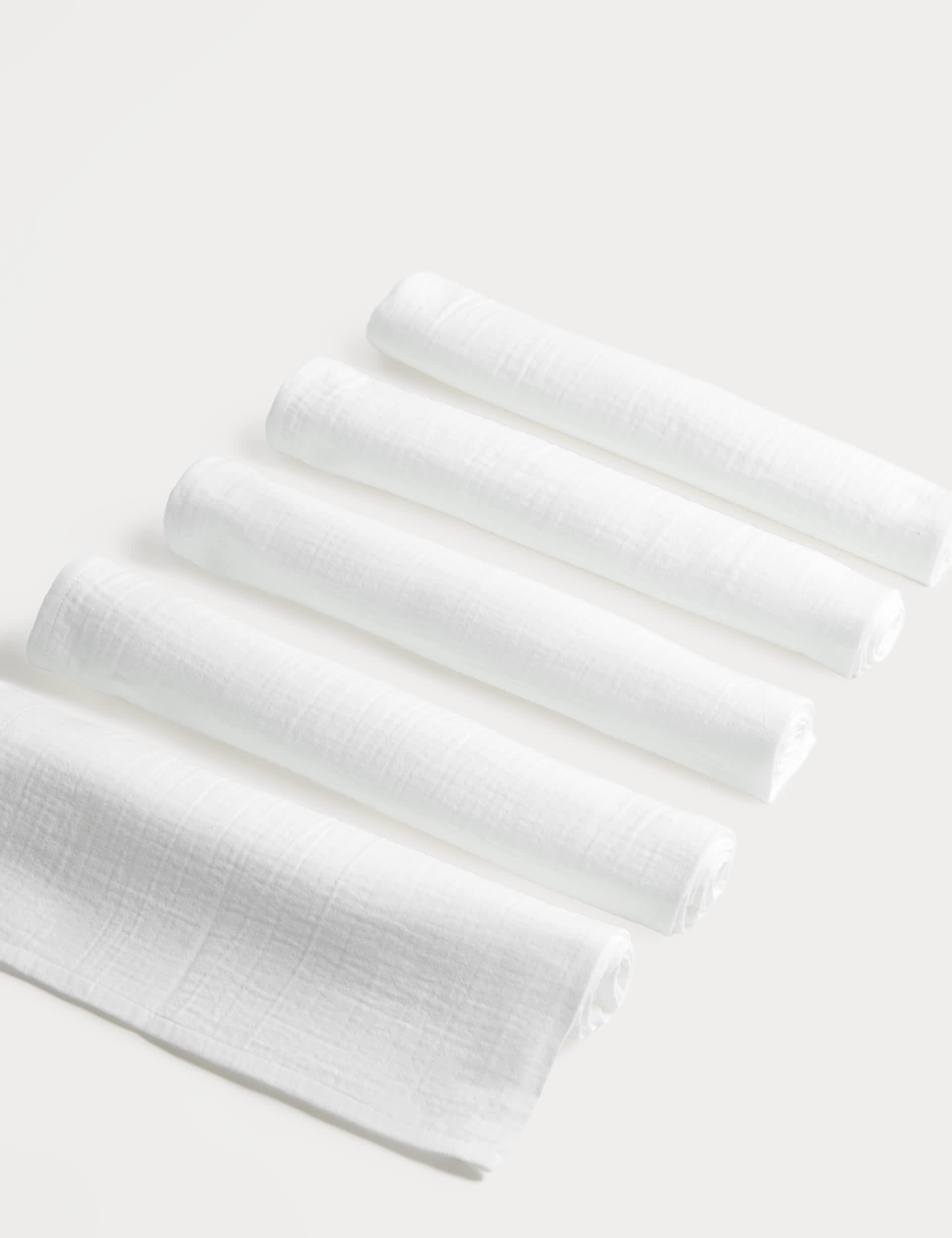 5 pack pure cotton muslin squares (British brand)