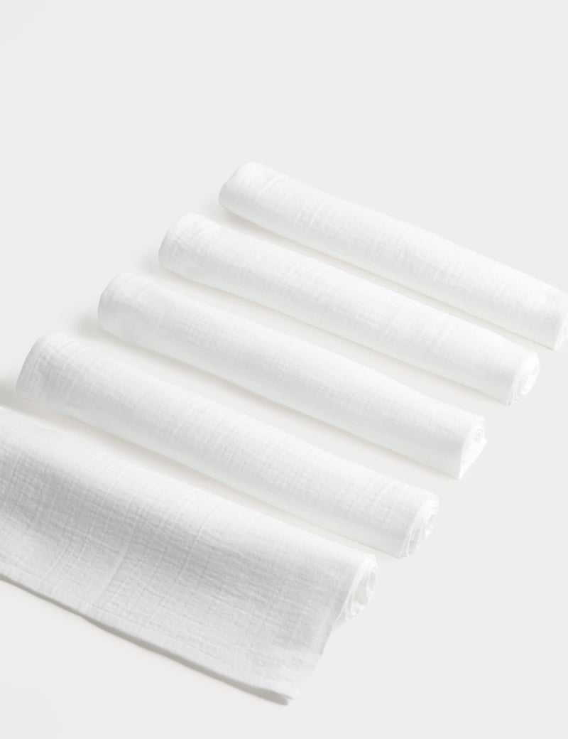 5 pack pure cotton muslin squares (British brand)