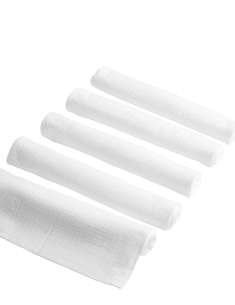 5 pack pure cotton muslin squares (British brand)
