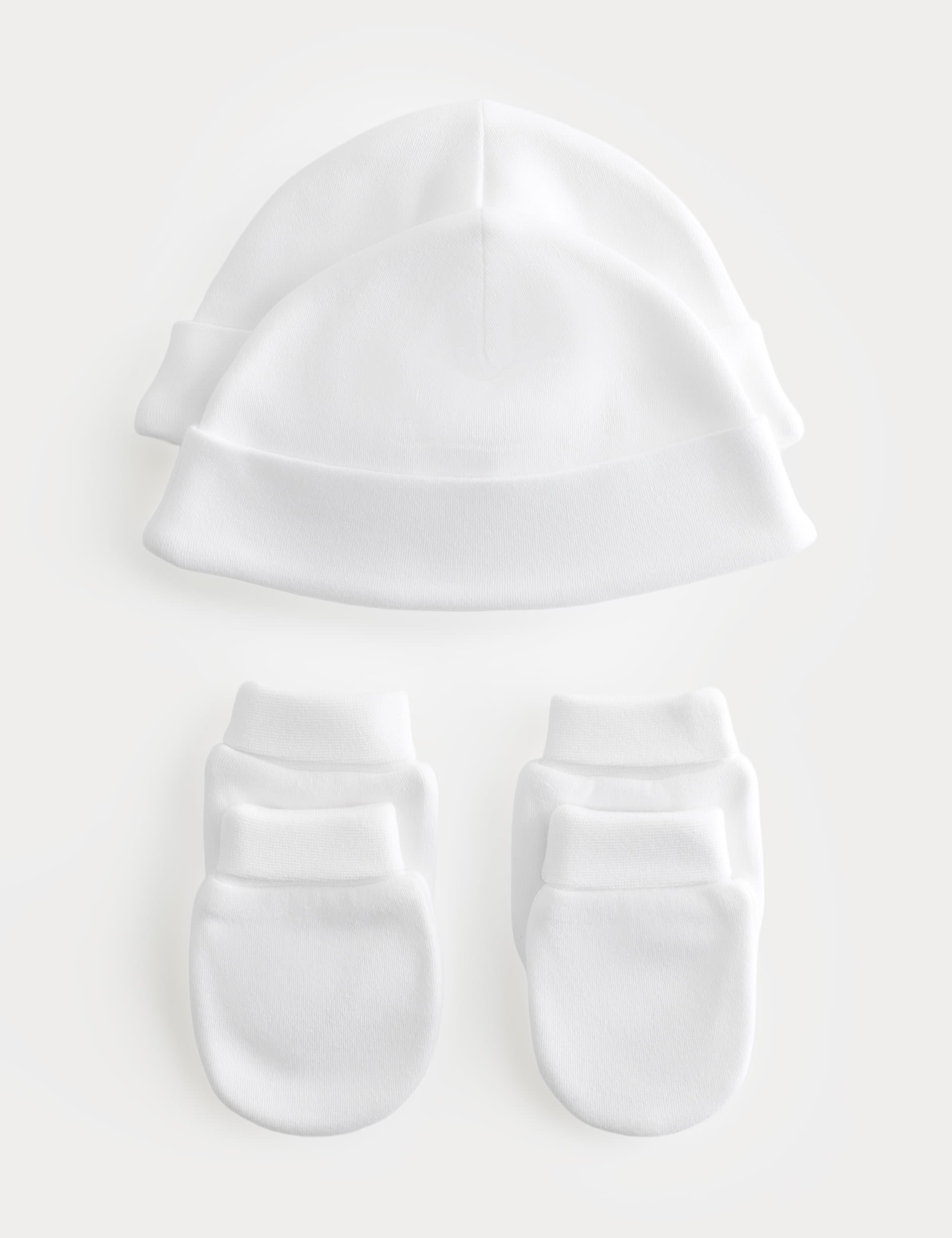 Pure cotton hat and mittens set for newborns - British product