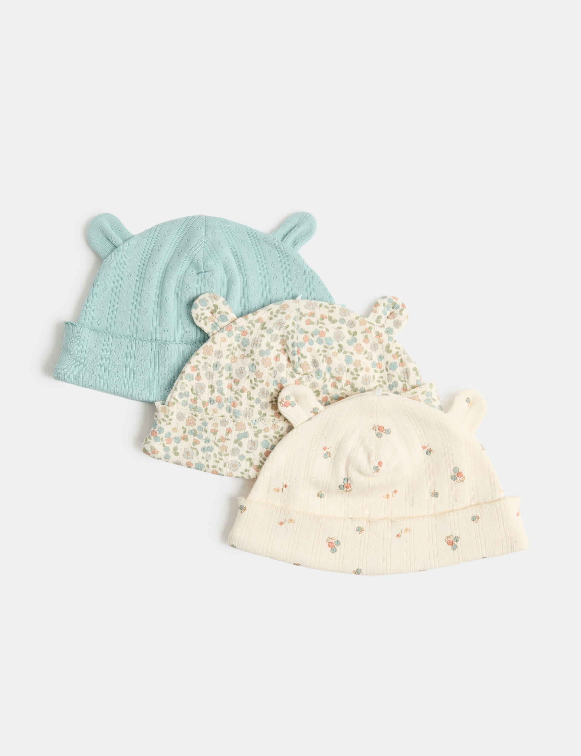 pure cotton baby hats 3 pack 0-12 months, UK version