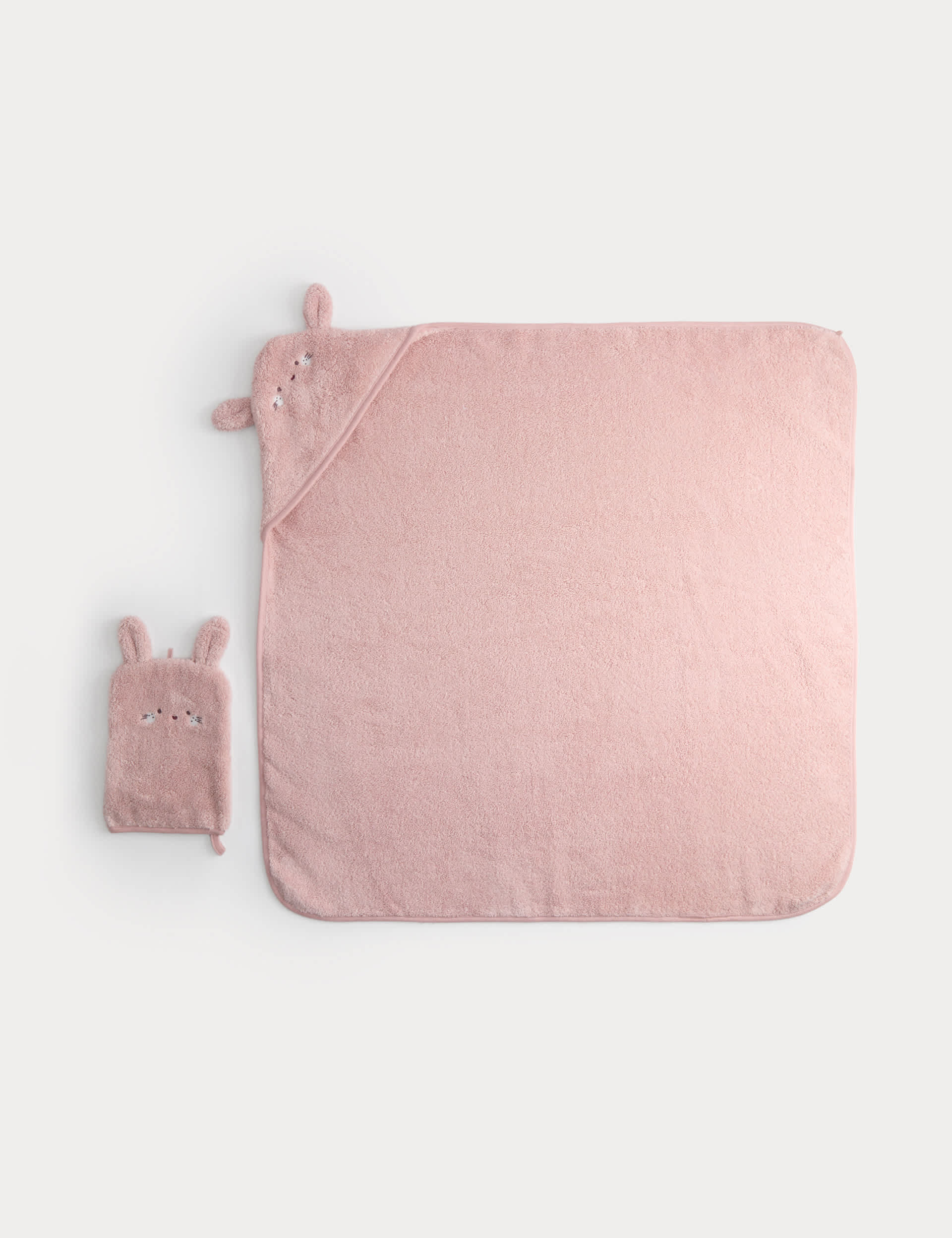 Pure cotton bunny hooded towel set and wash mitts (British brand)