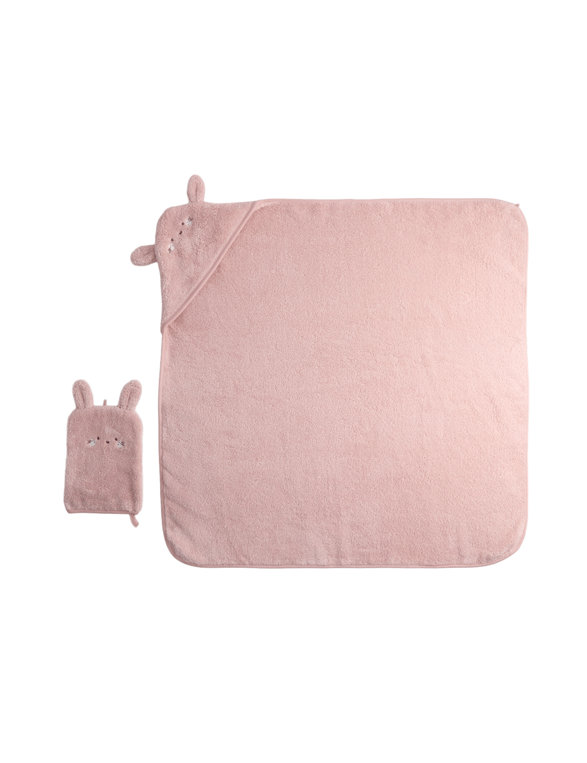 Pure cotton bunny hooded towel set and wash mitts (British brand)