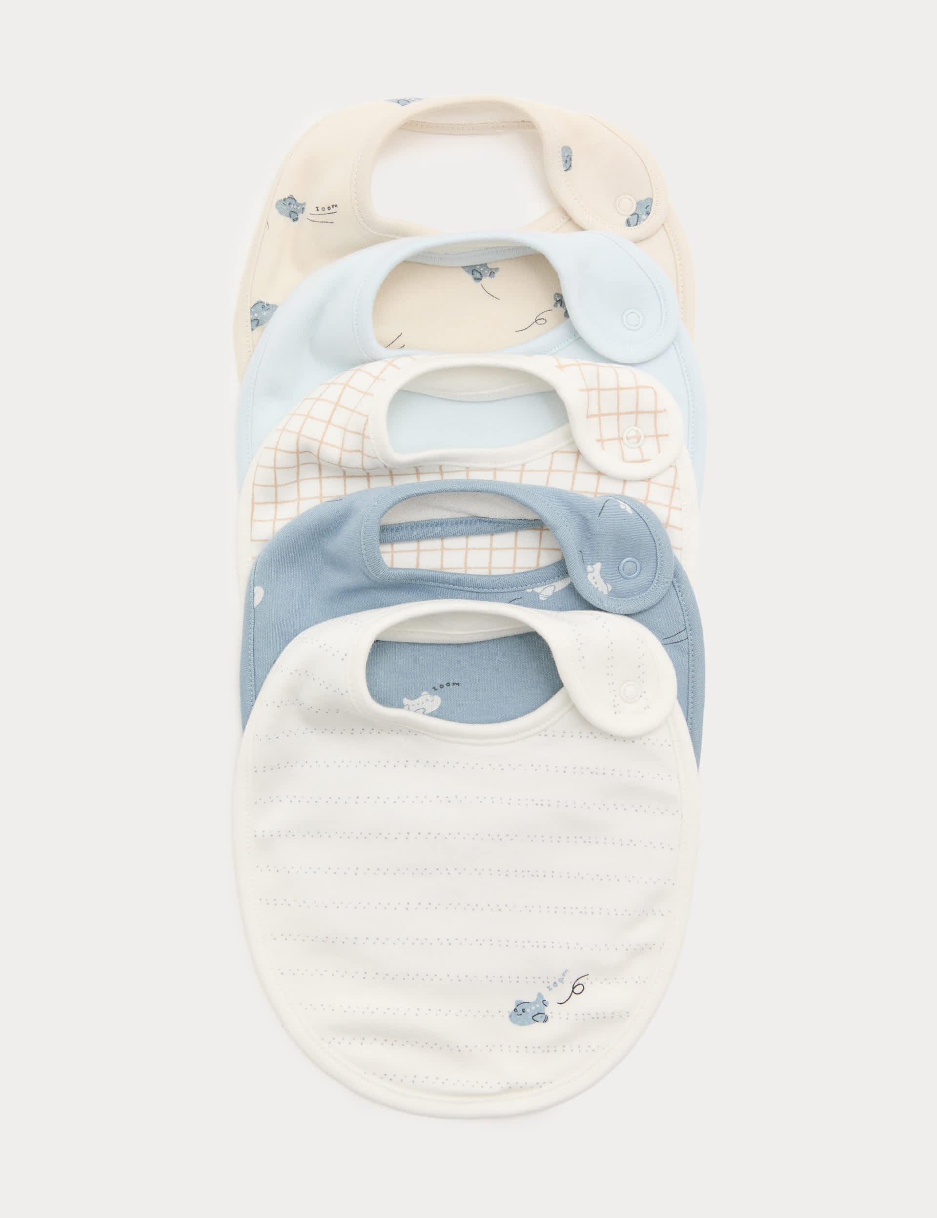 Cotton rich plane print bibs 5 pack, imported from the UK