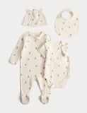 Pure cotton bear starter set 4 piece for newborn 7lbs-9 months - British product