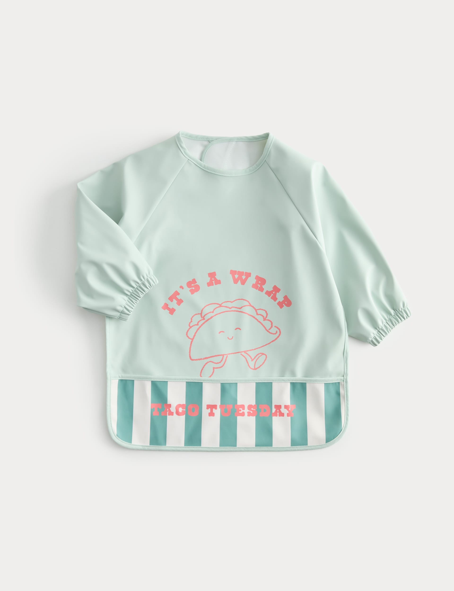 Taco Time baby bib with taco print long sleeves - British product