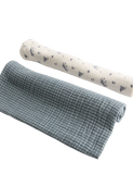 Muslin squares 2 pack pure cotton floral and checked (British brand)