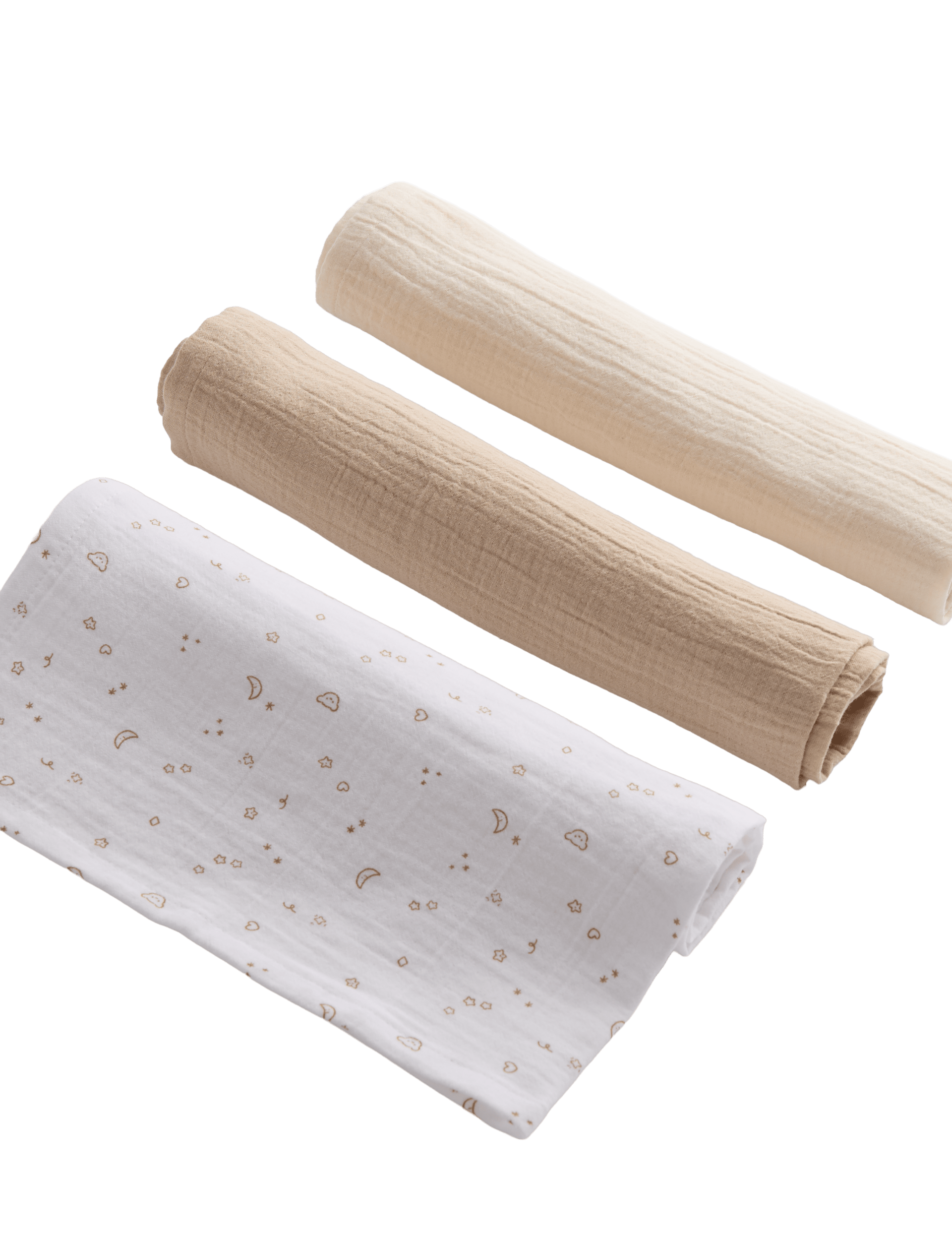 Pure cotton muslin squares 3-pack 58cm (British brand)