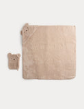 Bear hooded towel and wash mitt set in pure cotton (British brand)