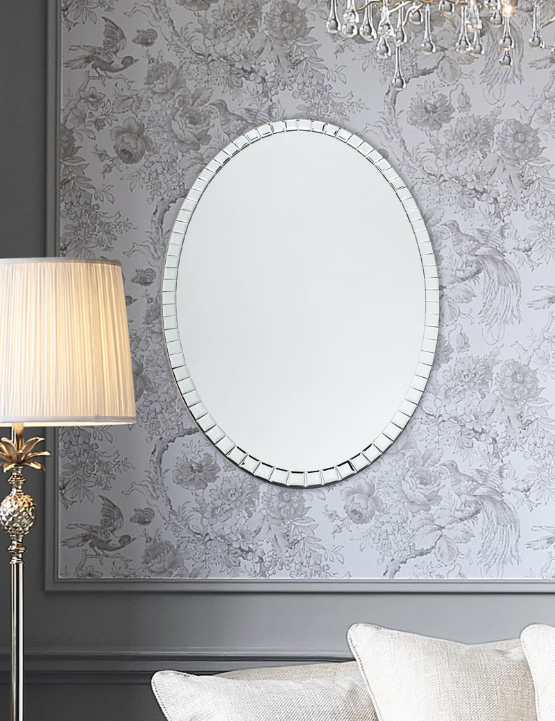 Laura Ashley Marcella oval wall mirror with bevelled mirror tiles - British product
