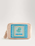 Spacious Aquarius Design Toiletry Bag with Embroidery and Tassel Pull