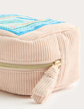 Spacious Aquarius Design Toiletry Bag with Embroidery and Tassel Pull