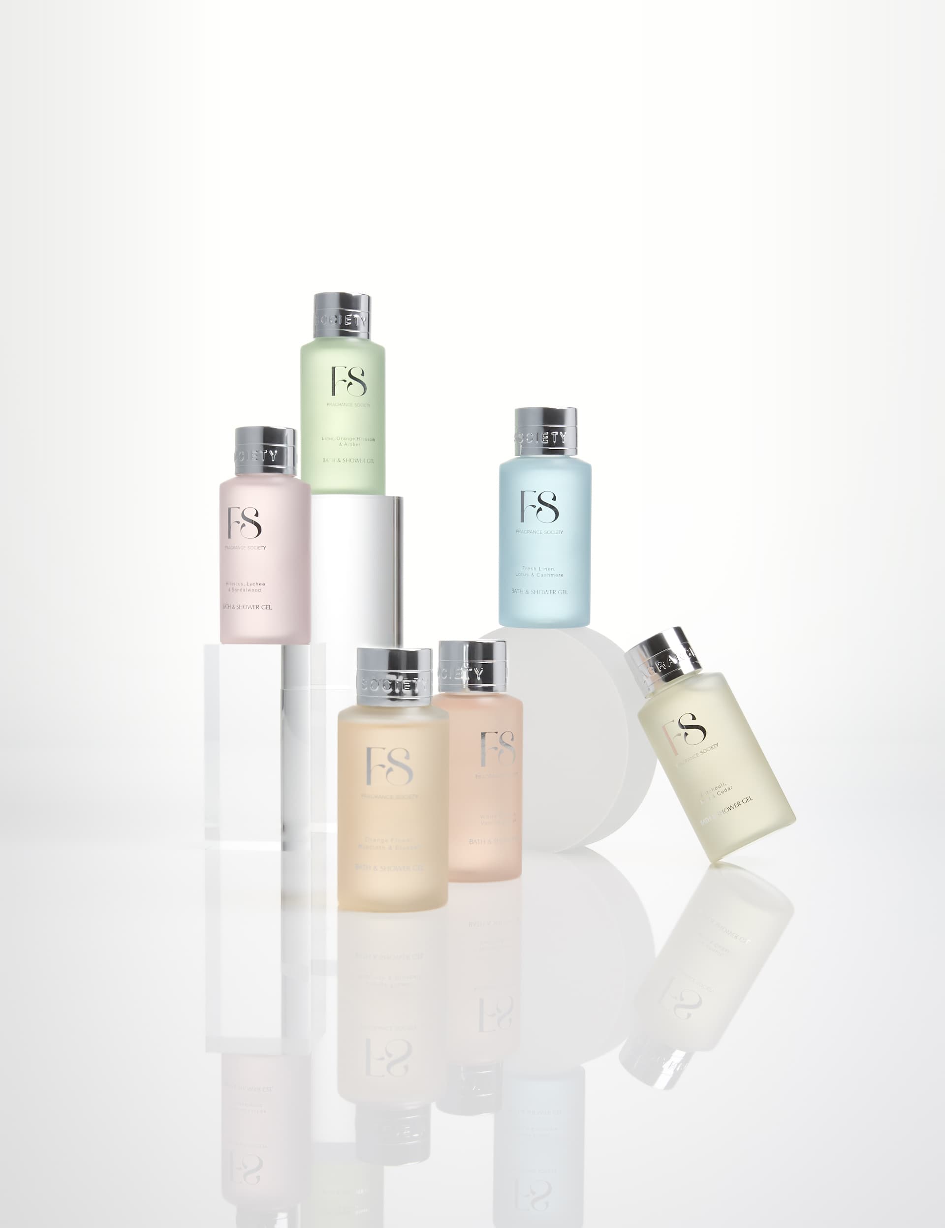 Fragrance Society mini body wash set with six scents 6 x 50ml, imported from the UK
