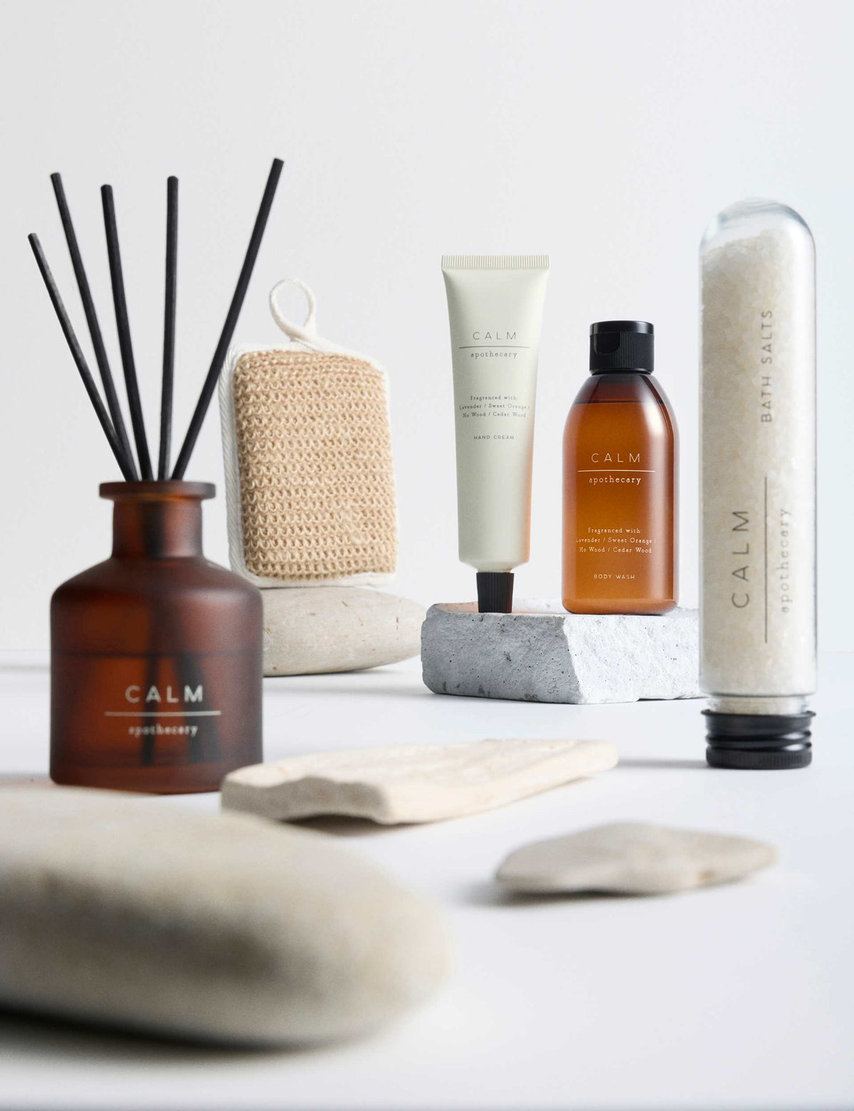 Calm Collection bath and body gift set with lavender and sweet orange scents (British brand)