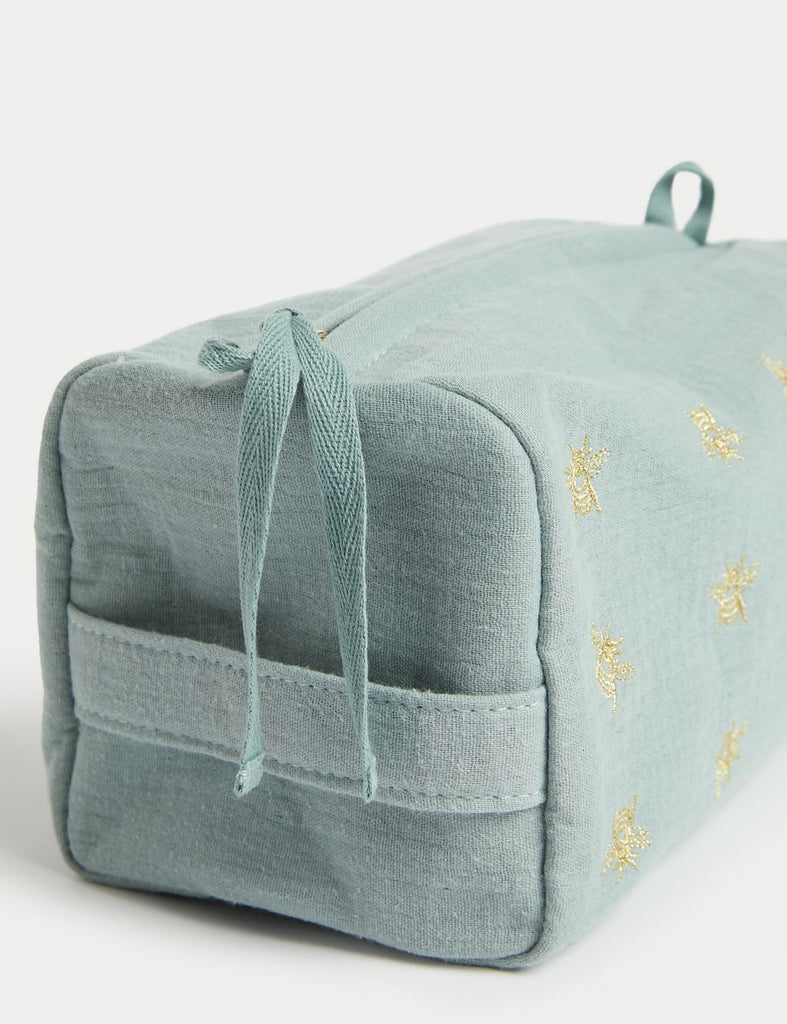 Bee Embroidered Cosmetic Bag