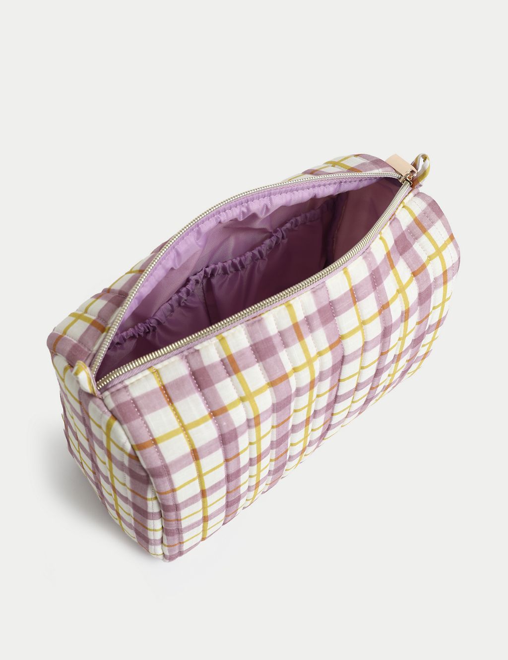 Large Quilted Gingham Cosmetics Bag GOODS M&S   