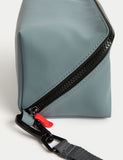 Wide opening travel wash bag faux leather (British brand)