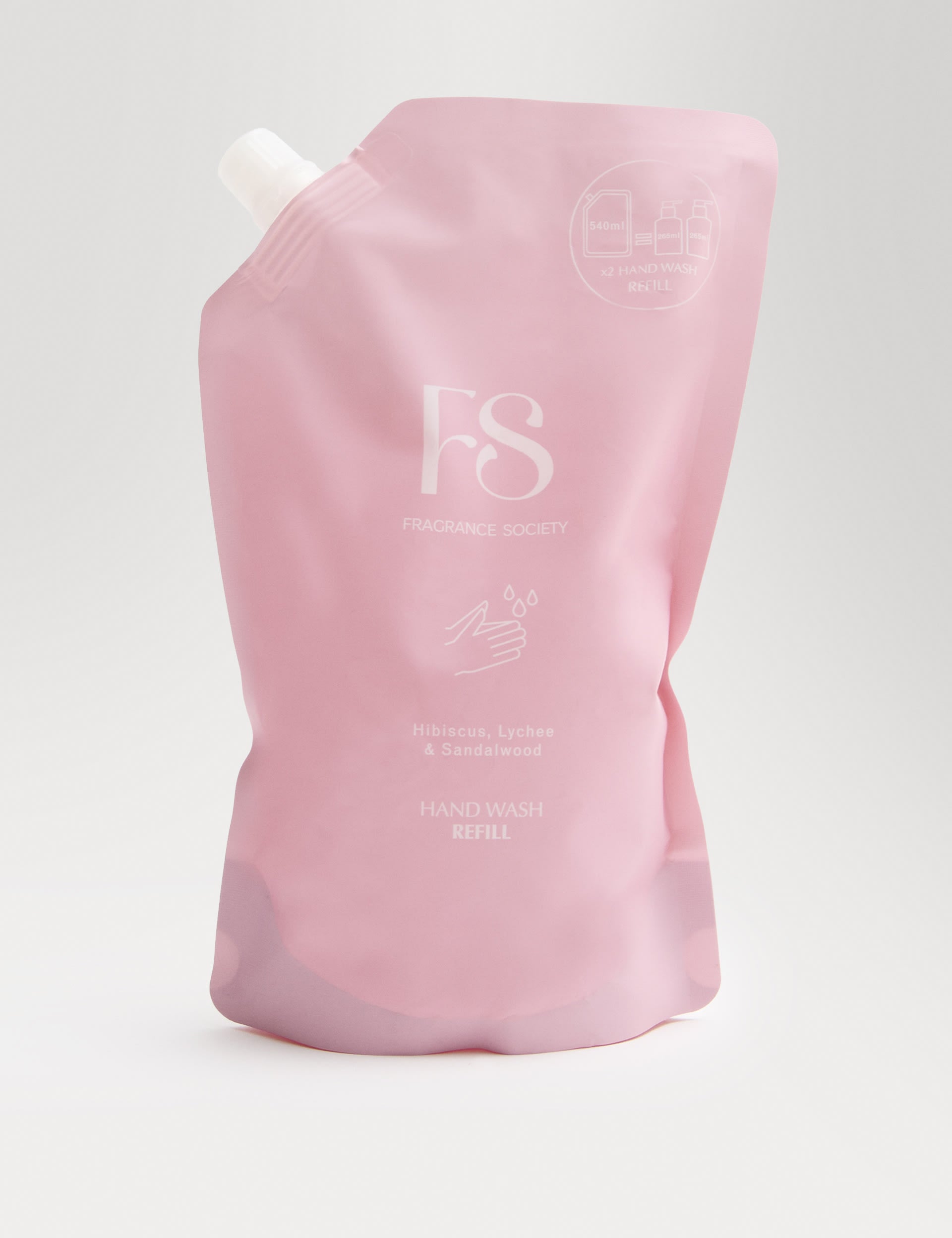 Fragrance Society hibiscus, lychee & sandalwood hand wash refill 540ml, UK version