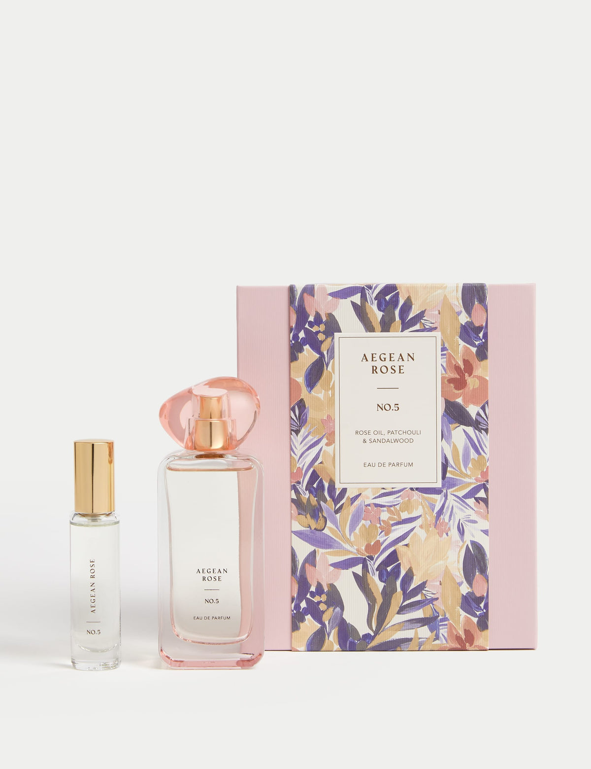 Aegean Rose eau de parfum set with 48ml and 9ml bottles, imported from the UK