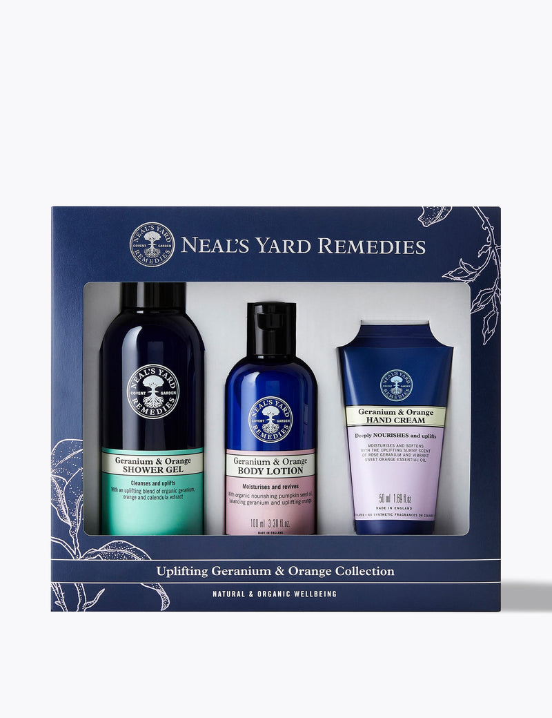 Neal's Yard Remedies uplifting geranium and orange gift set (British brand)
