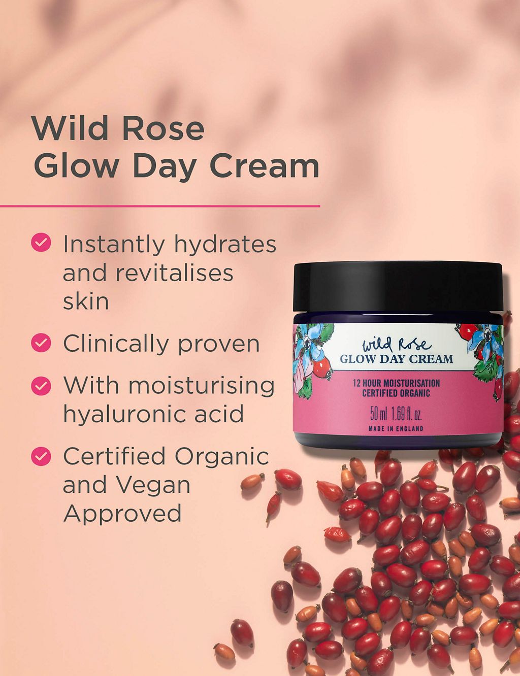 Wild Rose Glow Day Cream 50ml GOODS M&S   