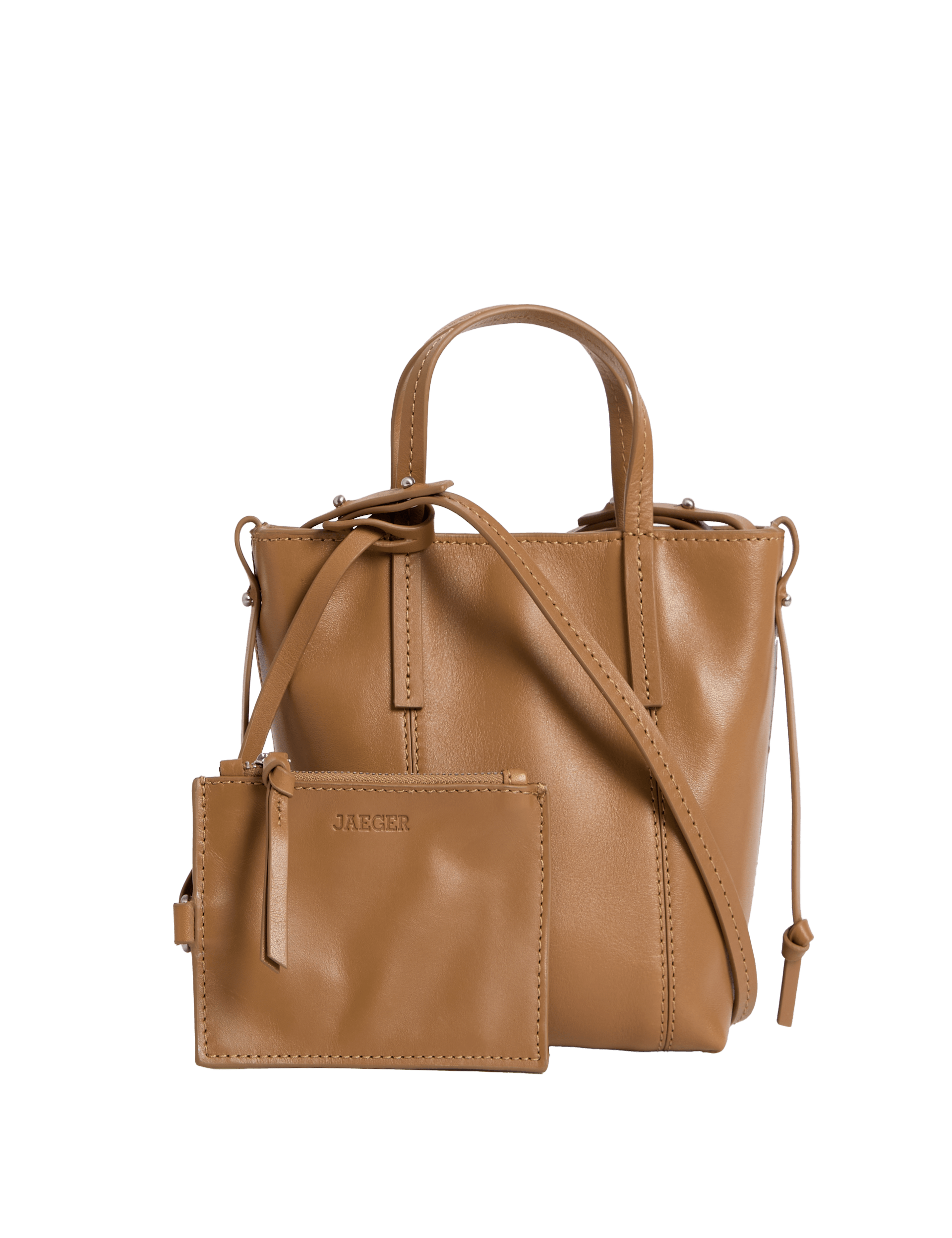 Jaeger leather handbag with cross-body strap, 135x100x180 mm, UK version