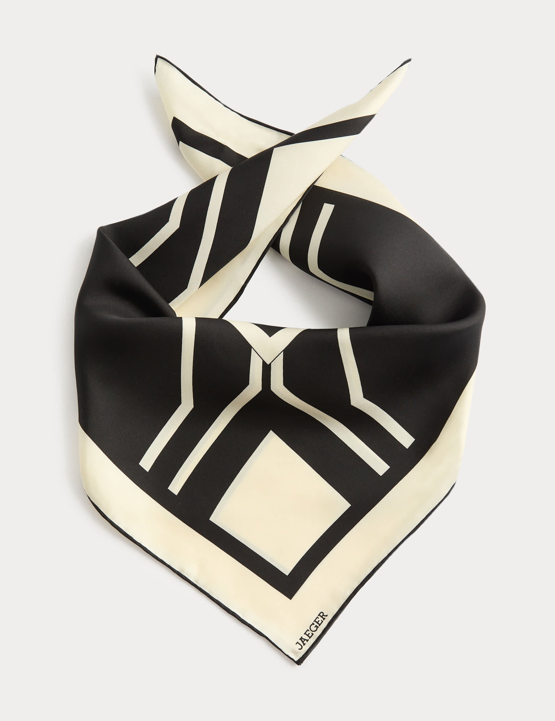 Jaeger pure silk geometric scarf 64x64cm - British product
