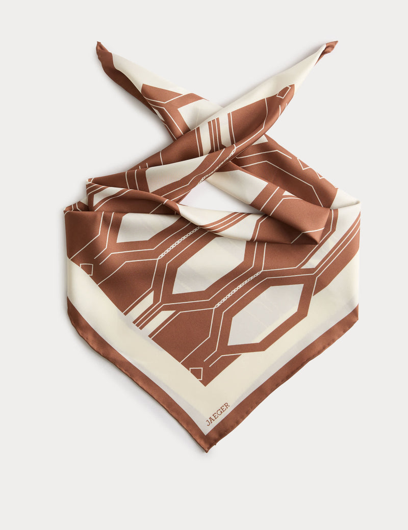 Jaeger silk scarf geometric print 64cm - British product