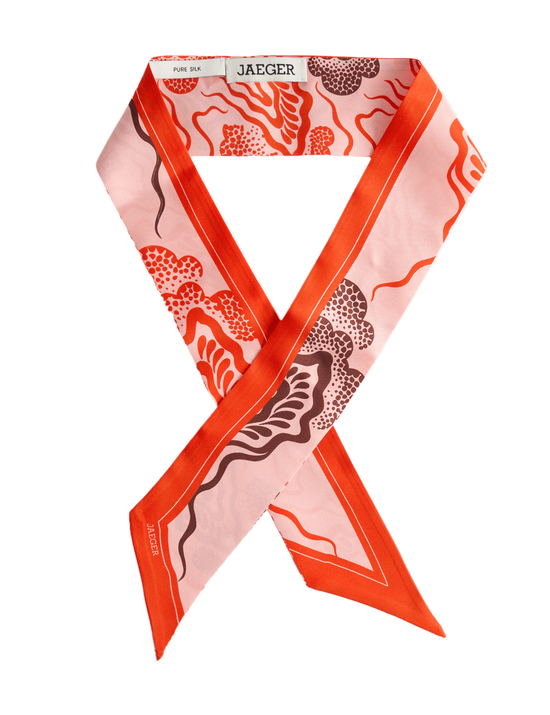 Jaeger silk scarf linear wave print 90cm, imported from the UK