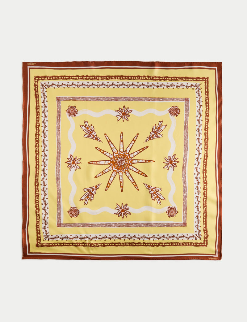 Jaeger pure silk twill printed square scarf 64cm, UK version
