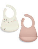 Mamas & Papas 2 pack plain and floral dribble bibs, imported from the UK