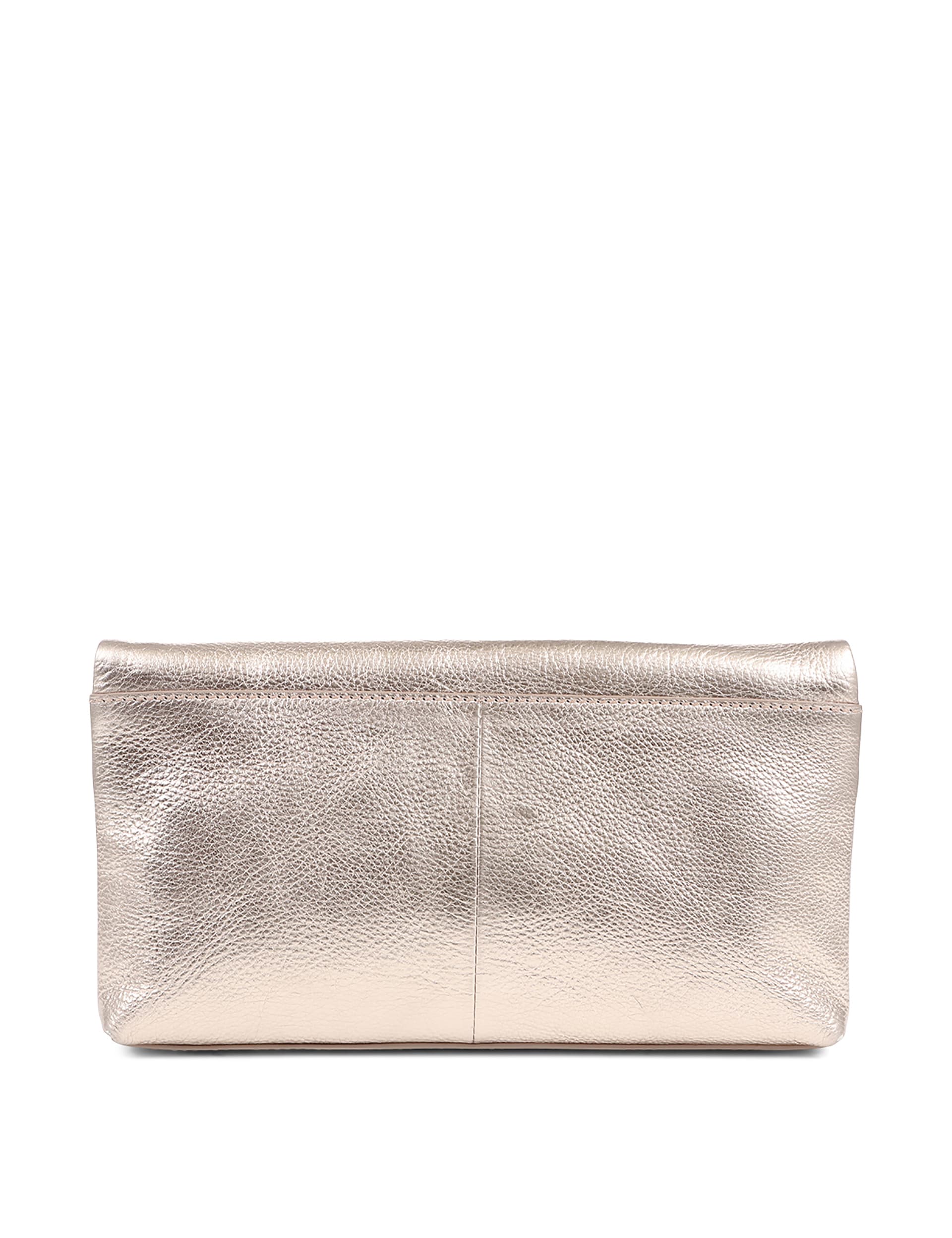 Jones Bootmaker Leather Metallic Foldover Clutch Bag