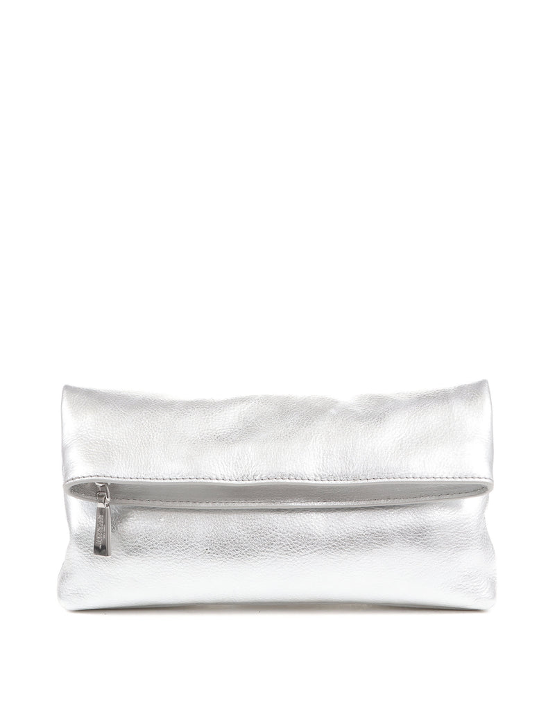 Jones Bootmaker leather metallic foldover clutch bag (British brand)