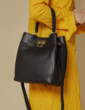 Jones Bootmaker leather shoulder bag with gold-tone hoop, imported from the UK