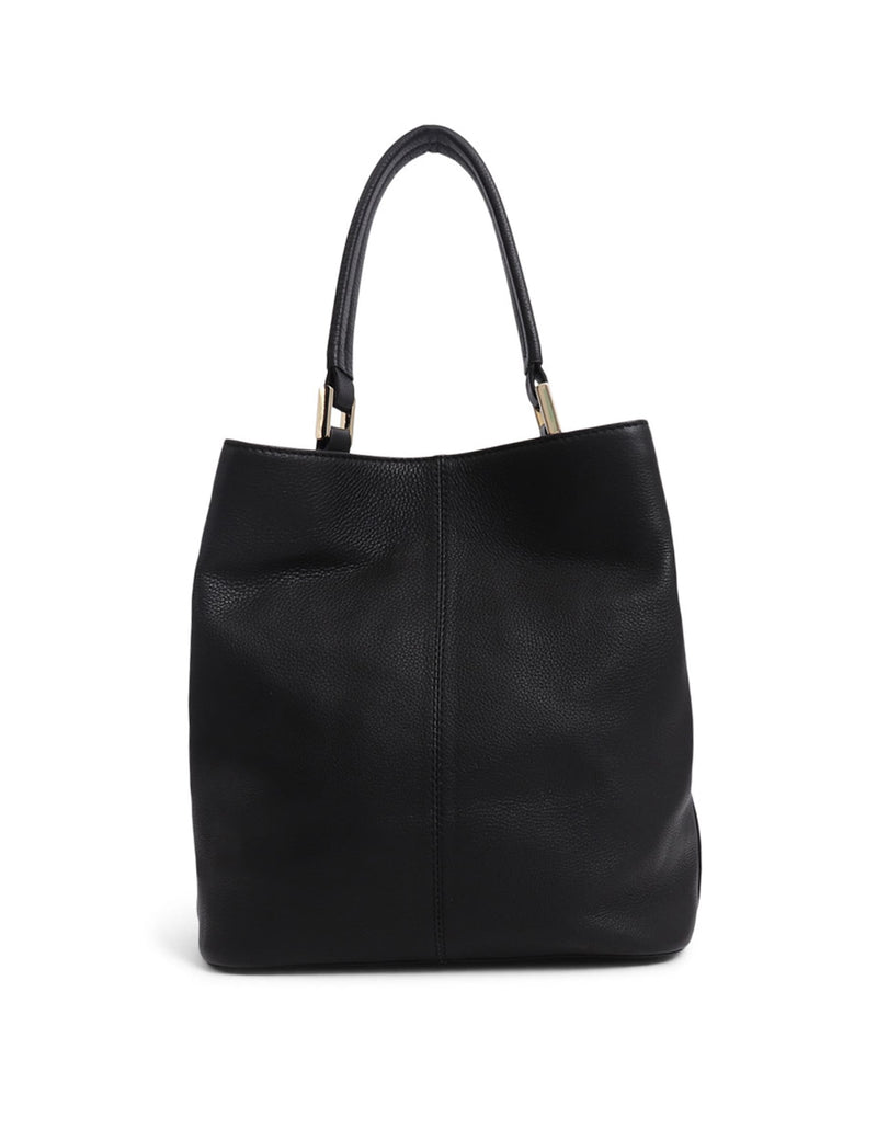 Jones Bootmaker leather shoulder bag with gold-tone hoop, imported from the UK
