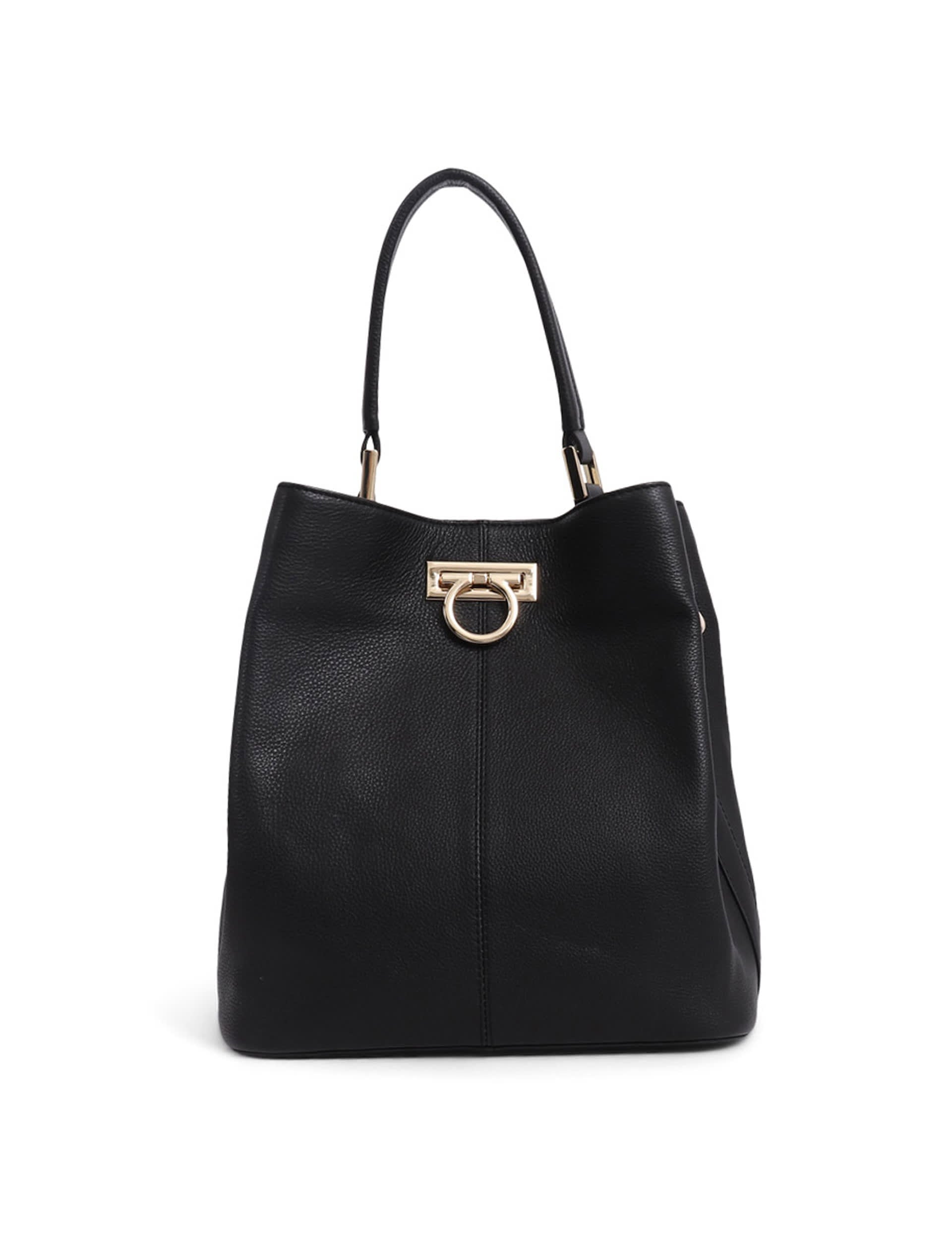 Jones Bootmaker leather shoulder bag with gold-tone hoop, imported from the UK