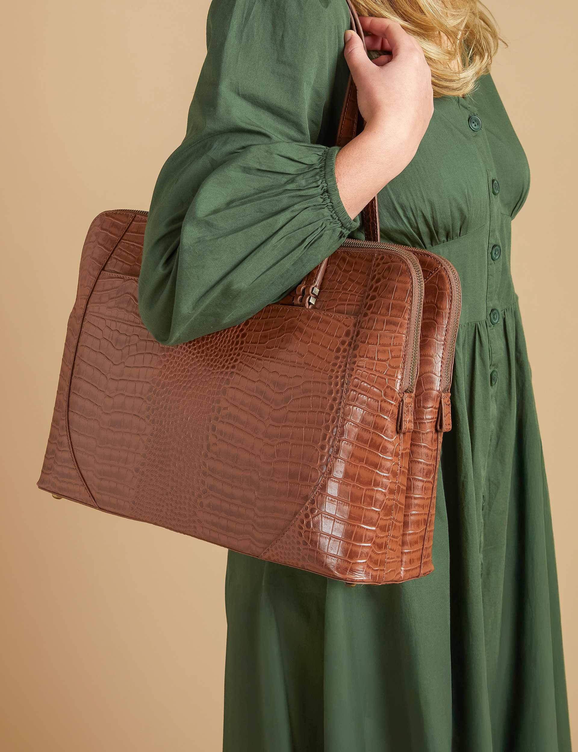 Jones Bootmaker Leather Croc Effect Tote Bag