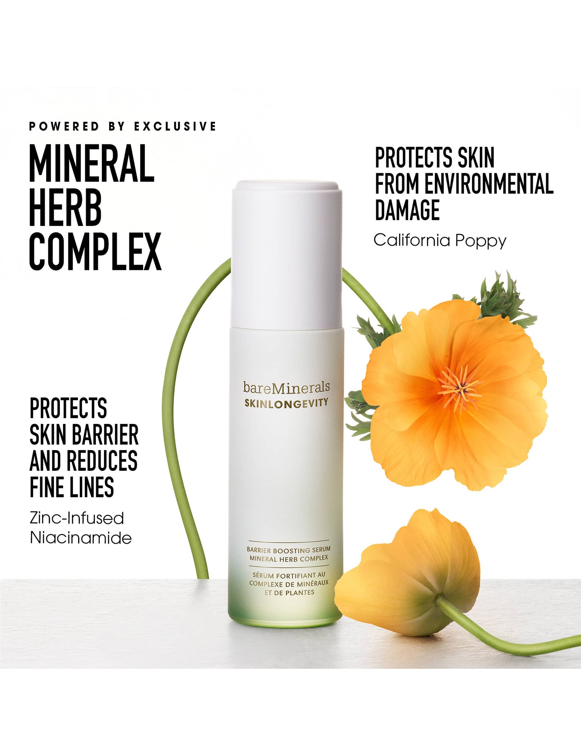 bareMinerals SKINLONGEVITY barrier boosting serum 50ml, imported from the UK