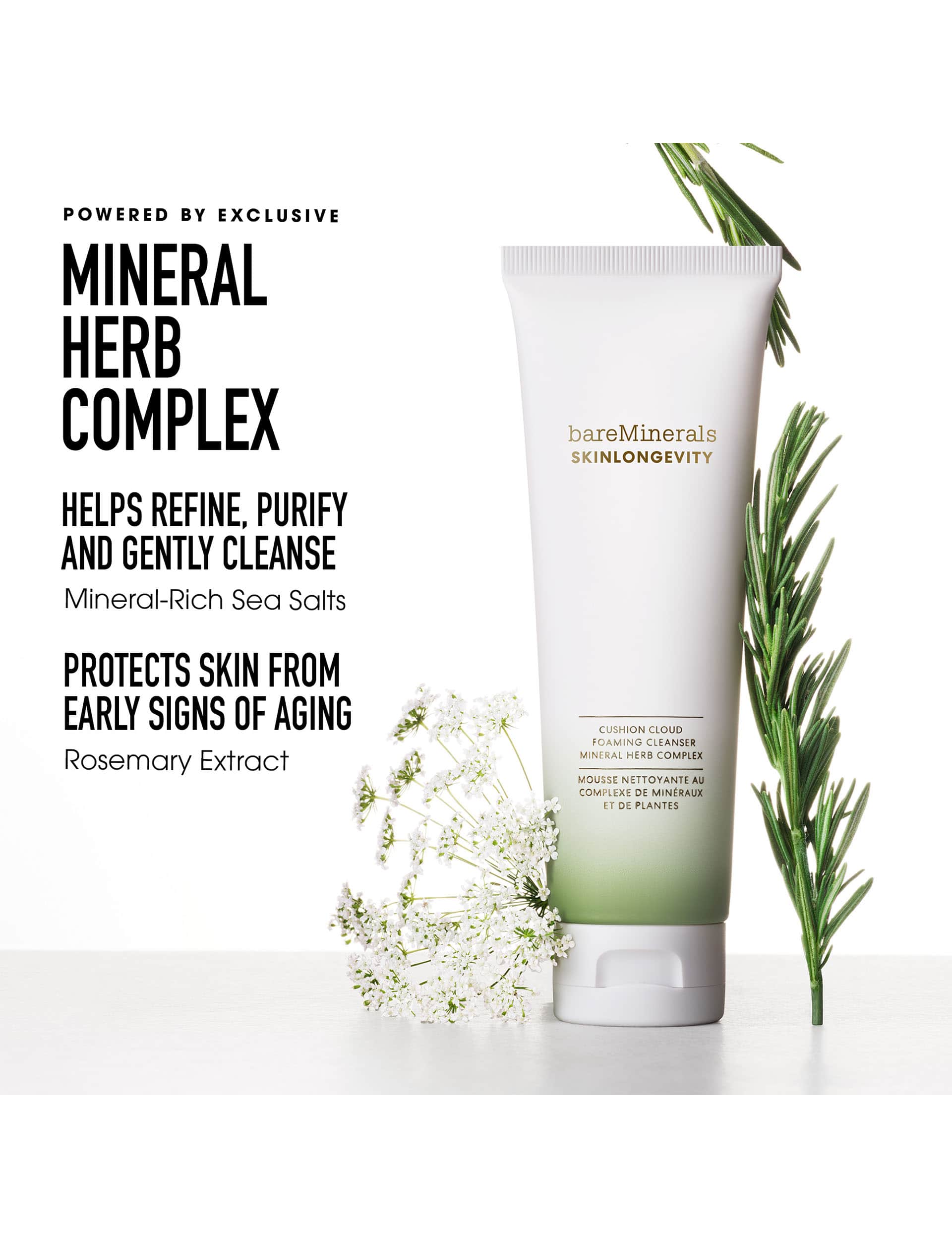 bareMinerals SKINLONGEVITY Cushion Cloud foaming cleanser 120ml, UK version