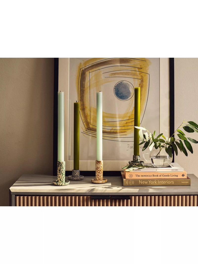 John Lewis speckle green candlestick holder 9.4cm (British brand)