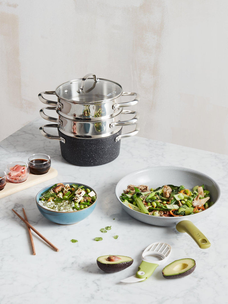 Eaziglide Neverstick2 Aluminium Non-Stick Pot 3-Tier Steamer Set - British product