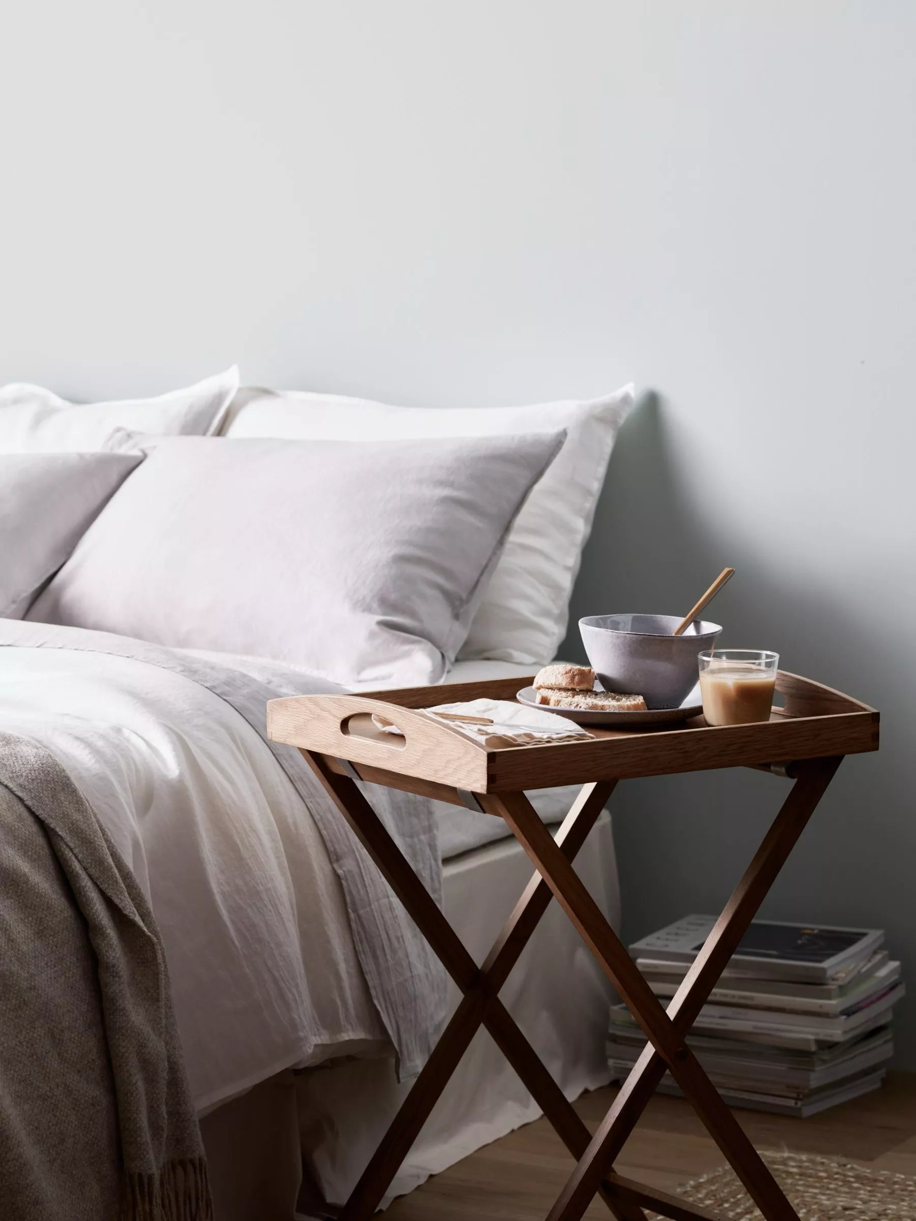 John Lewis natural oak wood butler tray with foldable stand, UK version