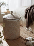 John Lewis circular bamboo laundry basket with lid - British product